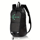 15L Backpack with USB Charging & Smart LED Turn Signals, Waterproof Cycling Commuter Daypack, Lightweight Nylon, Safety Reflective(Yellow gray)