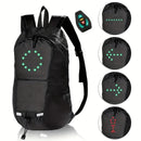 15L Backpack with USB Charging & Smart LED Turn Signals, Waterproof Cycling Commuter Daypack, Lightweight Nylon, Safety Reflective(Yellow gray)