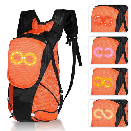 5L Backpack with USB Charging & Smart LED Turn Signals, Lightweight Nylon Commuter Cycling Bag, Safety Reflective Design.Kelly