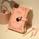 Heart-shaped lock diary with pen, lock & key. B6, 360 pages, garden style for all genders. One key locks your secret — a perfect gift for any occasion./purple