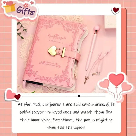 Heart-shaped lock diary with pen, lock & key. B6, 360 pages, garden style for all genders. One key locks your secret — a perfect gift for any occasion./GREEN