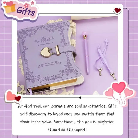 Heart-shaped lock diary with pen, lock & key. B6, 360 pages, garden style for all genders. One key locks your secret — a perfect gift for any occasion./GREEN