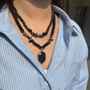 Vintage Double-Layer Hand-Strung Turquoise Necklace, Bohemian-Style Crackle Pendant for Protection and Elegance