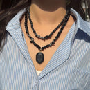 Vintage Double-Layer Hand-Strung Turquoise Necklace, Bohemian-Style Crackle Pendant for Protection and Elegance