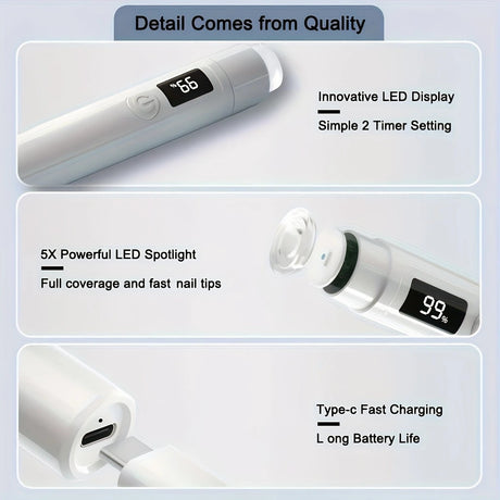 2-in-1 Nail Lamp: Handheld & Stand, 6-LED Fast Dry, Type-C Fast Charge, Smart Timer, Home/Travel DIY Nail Art Essential