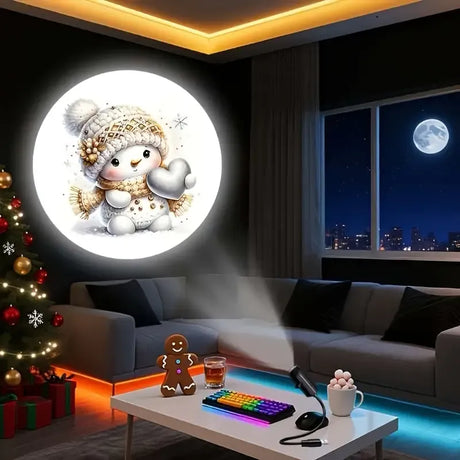 Christmas LED Projection Night Light | Six-Pattern Ambiance Projection Lamp, Plug-and-Play USB Lights Up a Healing Fairy-Tale Night