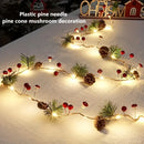 Christmas Forest-Style Decorative String Light | 200cm, 20 Warm White LEDs, Adorned with Pine Needles, Pinecones & Red Berries, Battery-Powered (Batteries Not Included), Hang Anywhere, Creates a Cozy Holiday Atmosphere