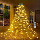 USB Remote Control Christmas Tree Waterfall String Light | Ring Hanging Tool-Free Installation, High-Density LED Starburst Effect, IP44 Waterproof, Fits 4–12ft Trees (colour 2m / 400 Lights)