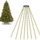 USB Remote Control Christmas Tree Waterfall String Light | Ring Hanging Tool-Free Installation, High-Density LED Starburst Effect, IP44 Waterproof, Fits 4–12ft Trees (Lengbai 2m / 400 Lights)