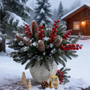 40-Piece Artificial Pine Needle Red Berry Pinecone Set, Essential for Christmas Table Decoration and DIY Wreaths
