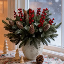 40-Piece Artificial Pine Needle Red Berry Pinecone Set, Essential for Christmas Table Decoration and DIY Wreaths
