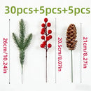 40-Piece Artificial Pine Needle Red Berry Pinecone Set, Essential for Christmas Table Decoration and DIY Wreaths