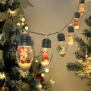 Christmas Wish Bulb String Light | 10 LED Warm Light Mini Scenes, Battery-Powered (Batteries Not Included), 200cm Long, Embedded Santa Claus, Snowman & Reindeer Designs, Hang Anywhere to Brighten Up the Holidays