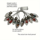 Christmas Wish Bulb String Light | 10 LED Warm Light Mini Scenes, Battery-Powered (Batteries Not Included), 200cm Long, Embedded Santa Claus, Snowman & Reindeer Designs, Hang Anywhere to Brighten Up the Holidays