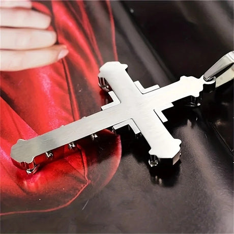 2PCS Luxurious Rhinestone Cross Necklace, Unisex, Guarding Faith with Cool Shine for Holidays and Daily Wear.golden