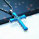 2PCS Luxurious Rhinestone Cross Necklace, Unisex, Guarding Faith with Cool Shine for Holidays and Daily Wear.golden