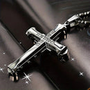 2PCS  Luxurious Rhinestone Cross Necklace, Unisex, Guarding Faith with Cool Shine for Holidays and Daily Wear.silver