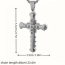 2PCS  Luxurious Rhinestone Cross Necklace, Unisex, Guarding Faith with Cool Shine for Holidays and Daily Wear.silver