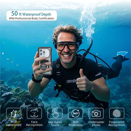 Newly Upgraded IPX8 Diving Phone Case, 15m Waterproof, 6.9-inch Universal, Surfing Swimming Underwater Photography, Shockproof and Scratch-Resistant.black