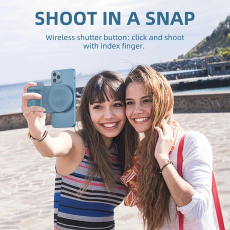 Magnetic Phone Photography Grip | Compatible with iPhone & Android, 360° Fill Light with Bluetooth Remote, Ideal for Live Streaming & Vlogging