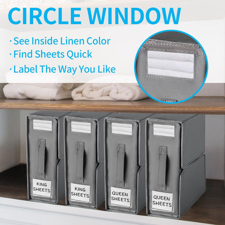 5PCS Foldable Bed Sheet Storage Box with Viewing Window, Your Neat Solution for Bedroom and Wardrobe Organization.