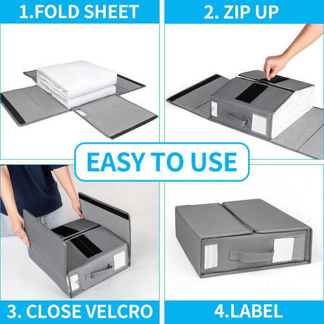 5PCS Foldable Bed Sheet Storage Box with Viewing Window, Your Neat Solution for Bedroom and Wardrobe Organization.