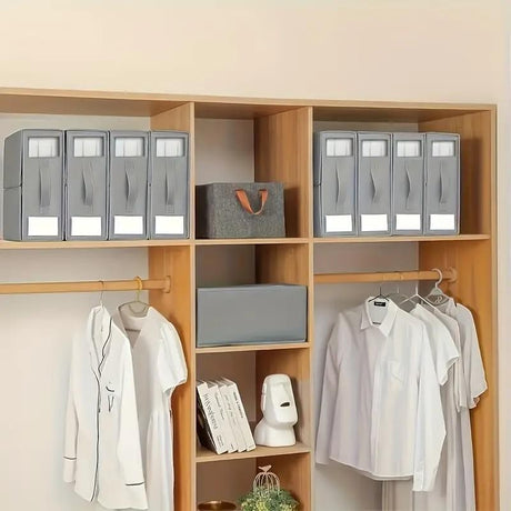 5PCS Foldable Bed Sheet Storage Box with Viewing Window, Your Neat Solution for Bedroom and Wardrobe Organization.