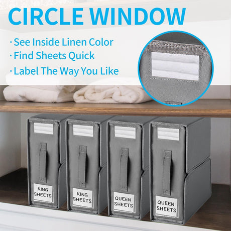Foldable Bed Sheet Storage Box with Viewing Window, Your Neat Solution for Bedroom and Wardrobe Organization.