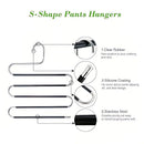 3 Pack Multi-Layer Stainless Steel Metal Pants Hangers, Bedroom Storage, S-Shaped Anti-Slip No-Mark, Space Saving, Closet Storage Rack, Pants Jeans Scarves Hanging, Black Version