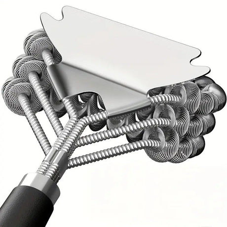 Bristle-Free Stainless Steel BBQ Grill Brush Heavy Duty Steam Clean Coil Head with Scraper