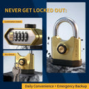 Heavy-duty metal padlock with 3 keys, dual-open design (key and combination unlock), suitable for lock cylinders, doors, factories, warehouses, and home/outdoor use.