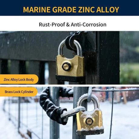 Heavy-duty metal padlock with 3 keys, dual-open design (key and combination unlock), suitable for lock cylinders, doors, factories, warehouses, and home/outdoor use.