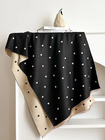 Modern Love Double-sided Shawl, Faux Cashmere Autumn Winter Fringe Oversized Fashion Versatile Warm Scarf(BLACK)