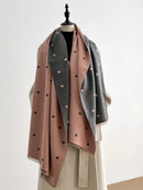 Modern Love Double-sided Shawl, Faux Cashmere Autumn Winter Fringe Oversized Fashion Versatile Warm Scarf(BLACK)