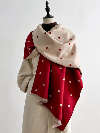 Modern Love Double-sided Shawl, Faux Cashmere Autumn Winter Fringe Oversized Fashion Versatile Warm Scarf(royal blue)