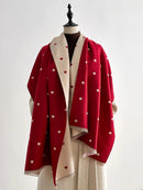 Modern Love Double-sided Shawl, Faux Cashmere Autumn Winter Fringe Oversized Fashion Versatile Warm Scarf(royal blue)