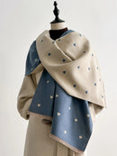 Modern Love Double-sided Shawl, Faux Cashmere Autumn Winter Fringe Oversized Fashion Versatile Warm Scarf(PINK)