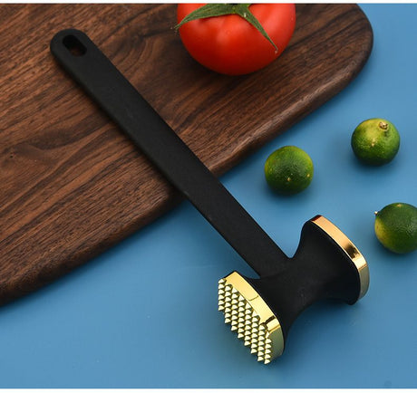 Dual-Sided Multi-Function Meat Mallet, 36 Spikes for Deep Tendon Cutting & Tenderizing, Flat Side for Smashing Cucumbers & Garlic, Nylon Handle with Zinc Alloy Head, Practical Kitchen Tool./silver
