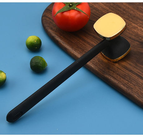 Dual-Sided Multi-Function Meat Mallet, 36 Spikes for Deep Tendon Cutting & Tenderizing, Flat Side for Smashing Cucumbers & Garlic, Nylon Handle with Zinc Alloy Head, Practical Kitchen Tool./silver