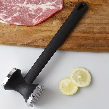 Dual-Sided Multi-Function Meat Mallet, 36 Spikes for Deep Tendon Cutting & Tenderizing, Flat Side for Smashing Cucumbers & Garlic, Nylon Handle with Zinc Alloy Head, Practical Kitchen Tool./golden