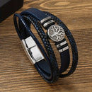2PCS Handwoven Tree of Life Magnetic Clasp Bracelet, Red-Black Synthetic Leather Double-Layer Design, Vintage Style, Symbolizing Flourishing Life, Ideal for Personal Use or Gifting.