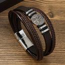 2PCS Handwoven Tree of Life Magnetic Clasp Bracelet, Red-Black Synthetic Leather Double-Layer Design, Vintage Style, Symbolizing Flourishing Life, Ideal for Personal Use or Gifting.