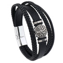 2PCS Handwoven Tree of Life Magnetic Clasp Bracelet, featuring a black synthetic leather double-layer design. Blending vintage charm with contemporary style, it symbolizes flourishing life and is perfect for both personal wear and thoughtful gifting.