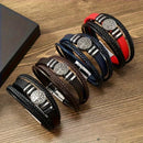 2PCS Handwoven Tree of Life Magnetic Clasp Bracelet, featuring a black synthetic leather double-layer design. Blending vintage charm with contemporary style, it symbolizes flourishing life and is perfect for both personal wear and thoughtful gifting.