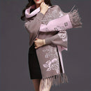Double-sided Jacquard Cheongsam Shawl, Color-Blocked Fringed Cape Design, Autumn/Winter Fashion & Warmth Two-in-One Scarf（red)
