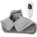 Dark grey This multifunctional electric heating pad: 6 temperature levels, 4 timer settings, magnetic interface, portable, machine washable, perfect for home relaxation and a warm gift.