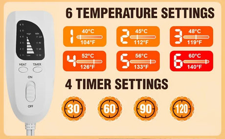 Silver gray This multifunctional electric heating pad: 6 temperature levels, 4 timer settings, magnetic interface, portable, machine washable, perfect for home relaxation and a warm gift.