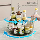 2PCS Acrylic Lazy Susan Organizer with Diamond Design | 360° Rotating Makeup & Vanity Tray | Modern Kitchen & Bathroom Storage（Transparent white）