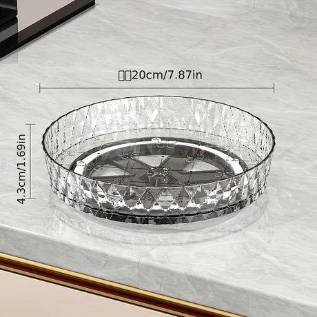 2PCS Acrylic Lazy Susan Organizer with Diamond Design | 360° Rotating Makeup & Vanity Tray | Modern Kitchen & Bathroom Storage（Transparent green）