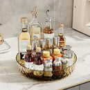 2PCS Acrylic Lazy Susan Organizer with Diamond Design | 360° Rotating Makeup & Vanity Tray | Modern Kitchen & Bathroom Storage（Transparent grey）